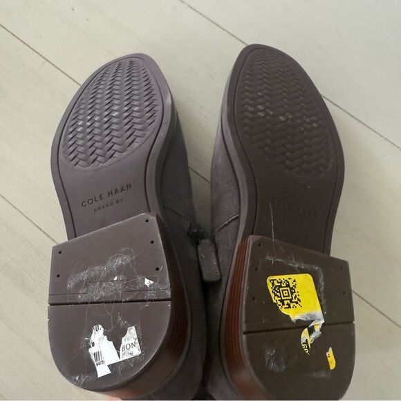 Cole Haan River Waterproof Suede Booties in Gray with‎ Wood Heel 8.5 NWOB - Picture 8 of 11